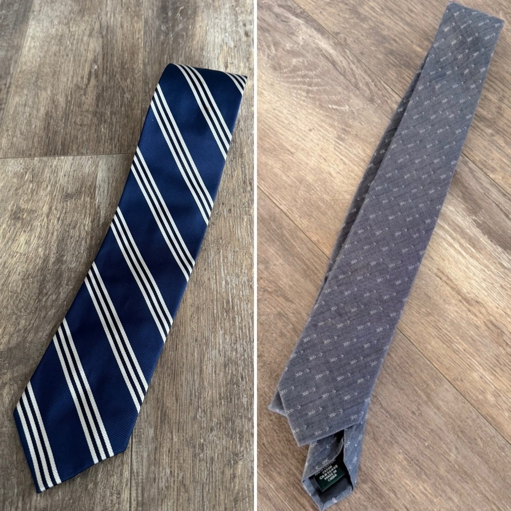 J. Crew Chambray Denim Cotton “Arrow” Slim and Striped Silk Standard Width Tie